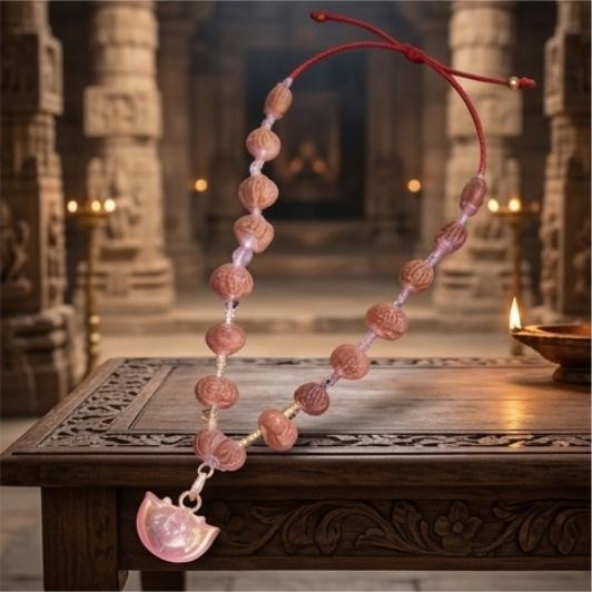 Siddha Mala in silver - Red Dhaga